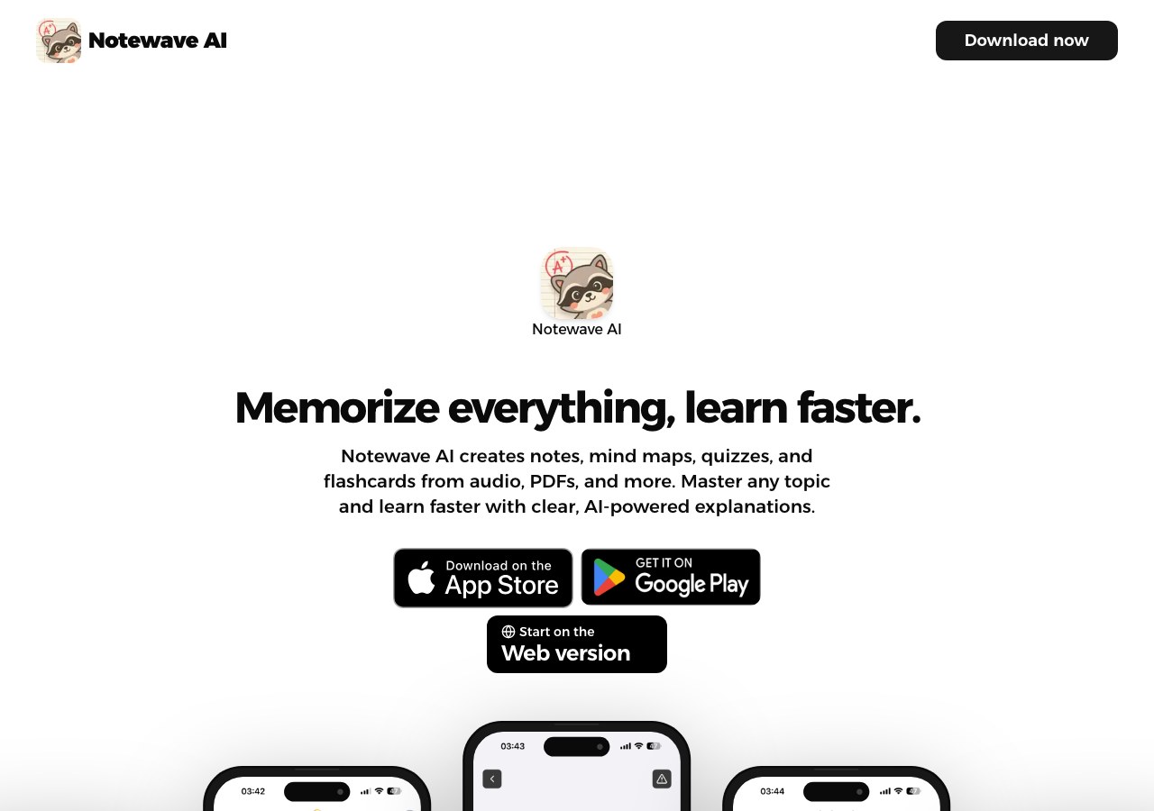 หน้าเว็บแอป Notewave AI